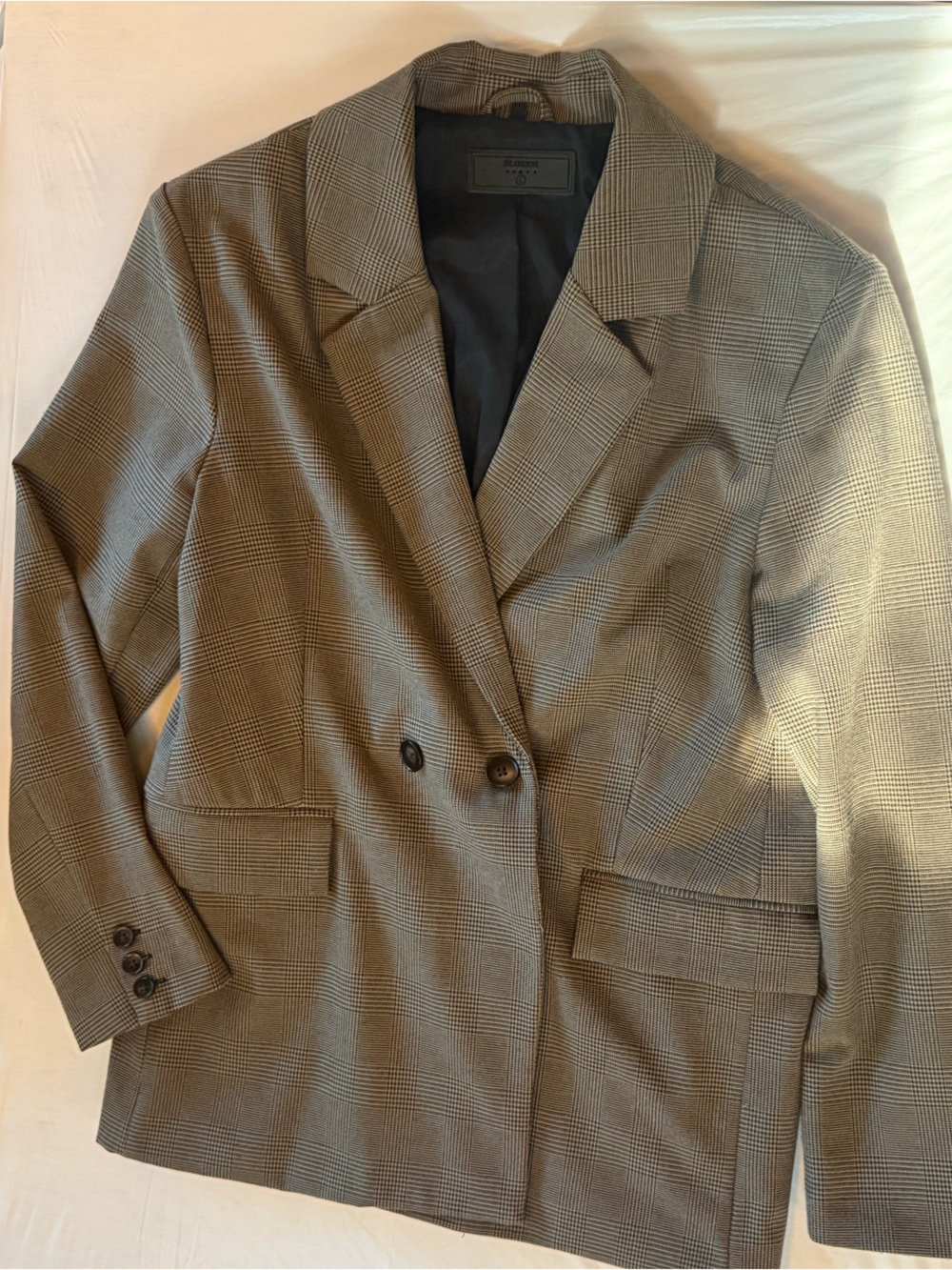 Blank NYC Glen Plaid Blazer in Black and Cream